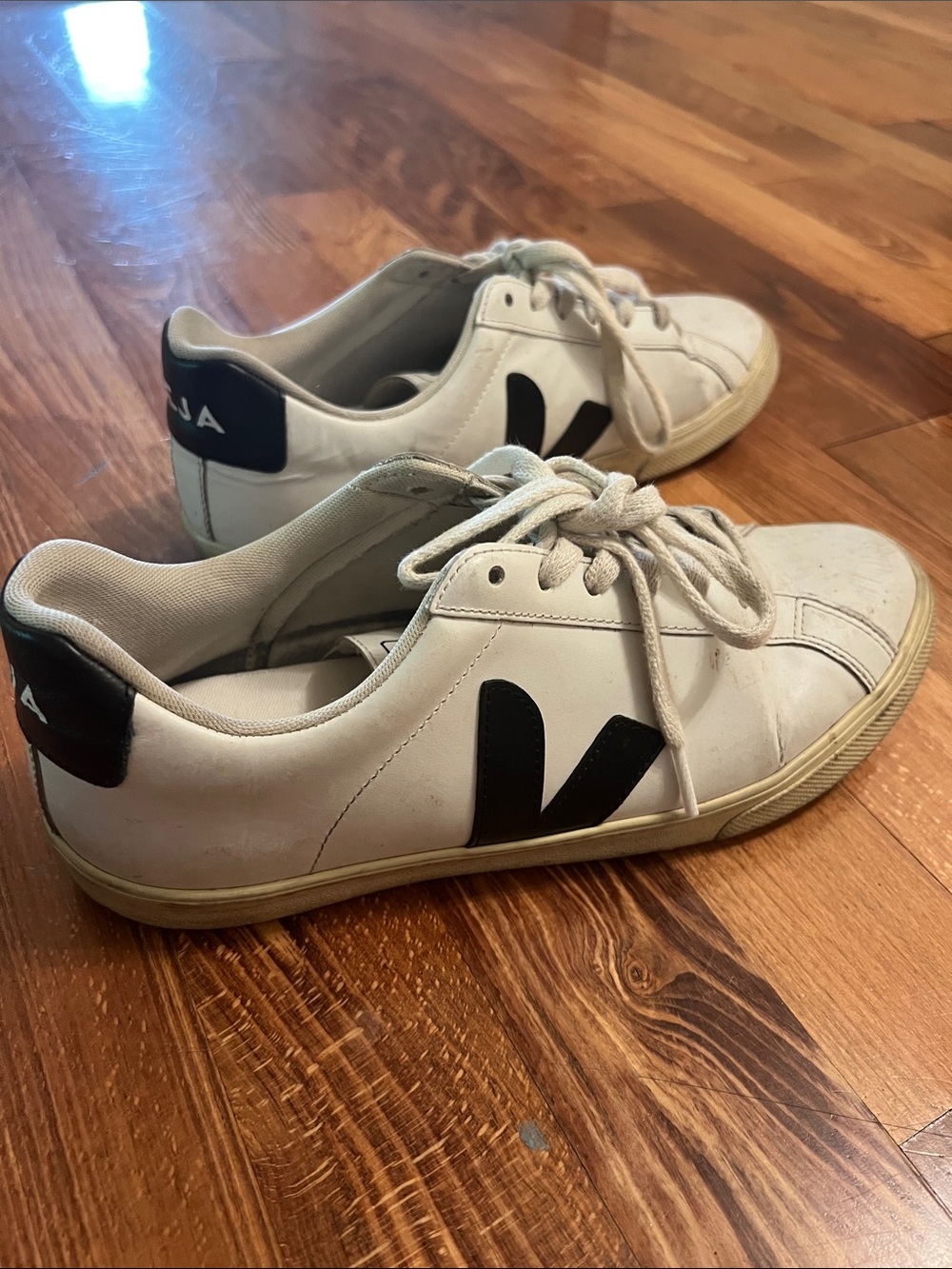 Veja Esplar White Leather Sneakers with Black V